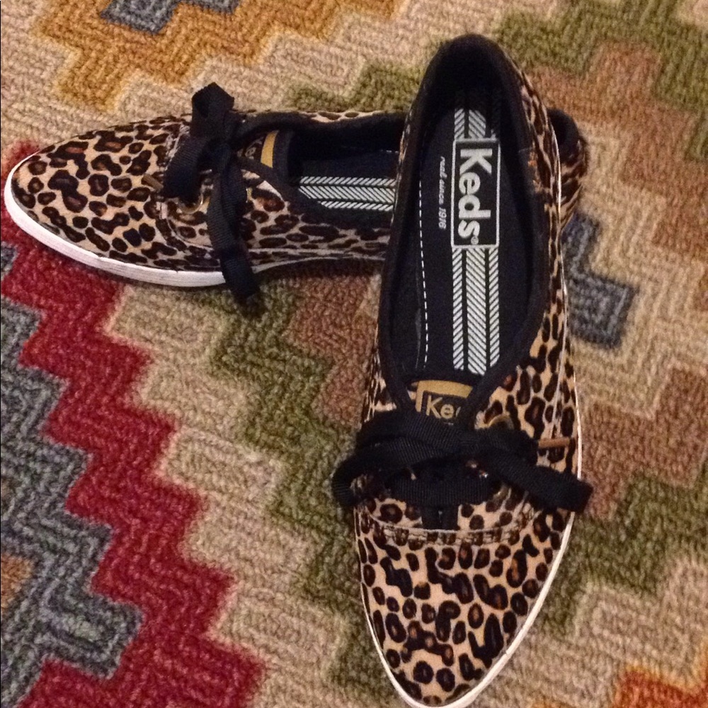 Keds Leopard Print Lace-Up Sneakers - Tan, Black, Brown